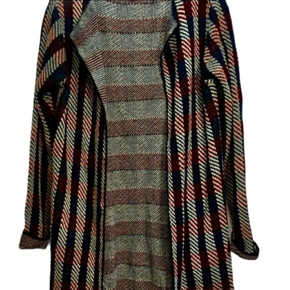 Women's Notations Knit Duster Cardigan Sweater Blue Cranberry S